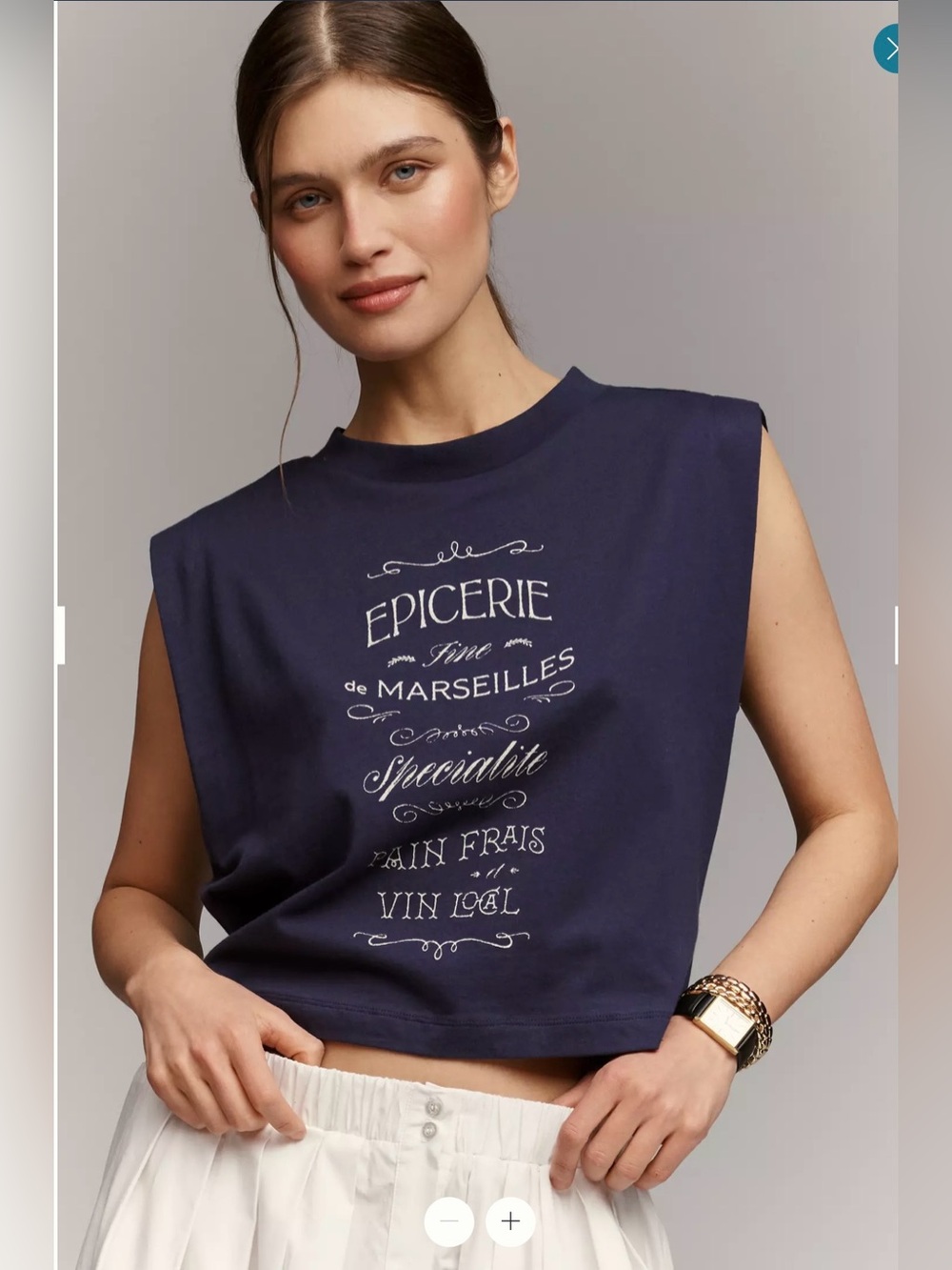ANTHROPOLOGIE Graphic Cotton Muscle Tee Size L